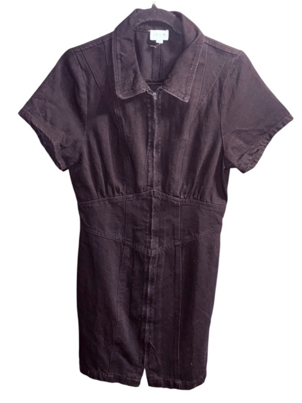 Le Lis Asymmetrical Short Sleeve Dress W/Collar & Full Zip Front